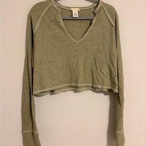 Free People Sage Ribbed Crop Top